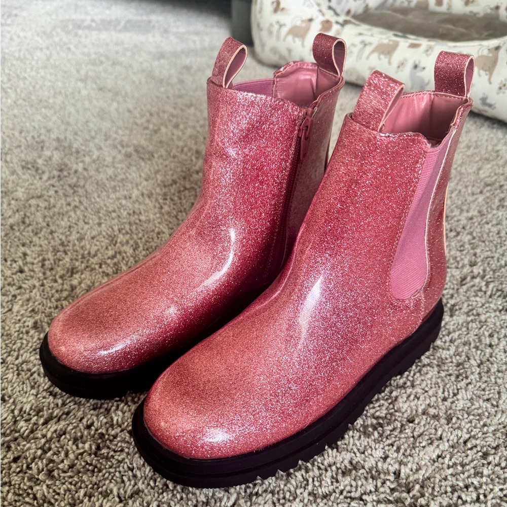 Glittery Pink Ankle Boots